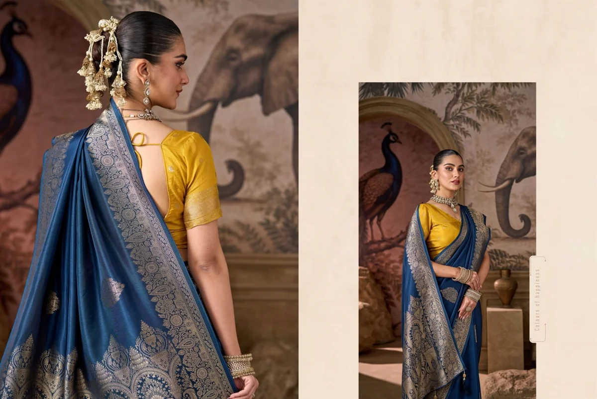 Viscose Fabric Saree with heavy traditional Zari weaving + matching Viscose blouse | Occasion: Party, Festival by www.Laavsee.com