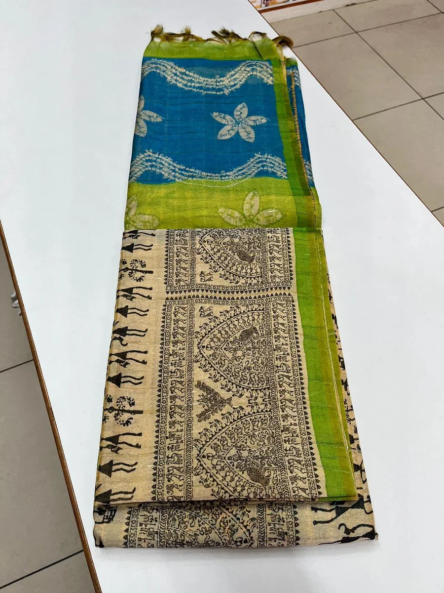 TISSUE TUSSAR 2 – Premium soft Tissue Tussar silk Warli saree by www.Laavsee.com