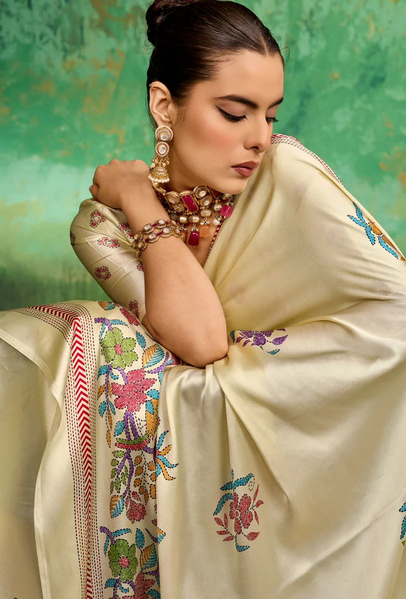 LV248CN211026-3 Modal Satin Katha Print Saree 15