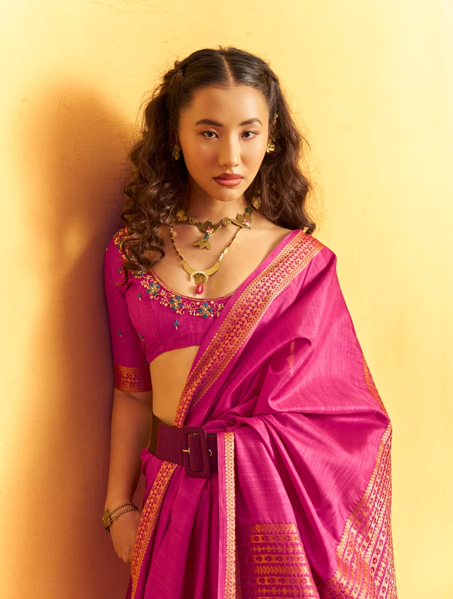 Gurbani Handwork (Series 01–06) – Tussar Silk Handloom Weaving Saree + Handwork blouse | Occasion: Party, Festive