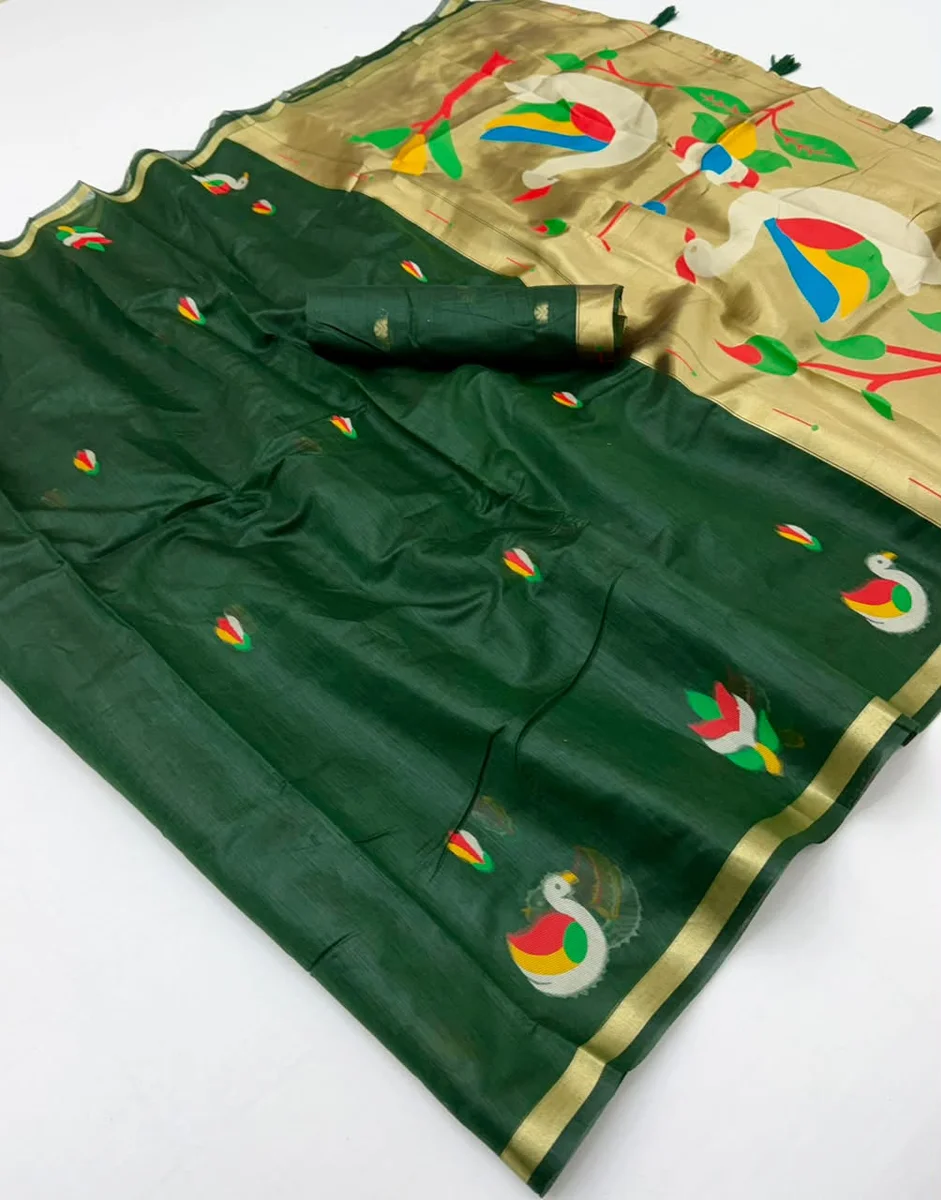 Tapti Cotton – Jamdani cotton weaving Saree with tissue pallu & Zari border by www.Laavsee.com