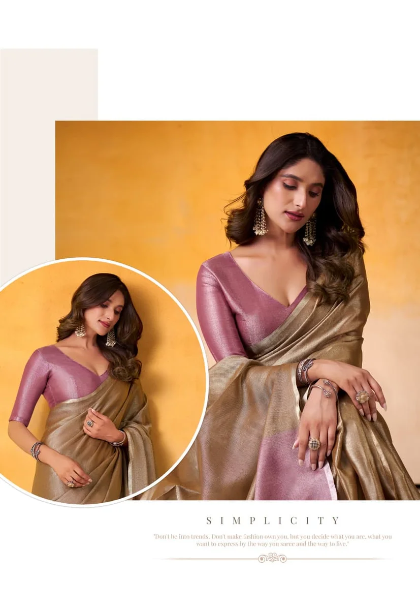 Anvika Light Edition – Tissue Silk Saree with matching blouse piece
