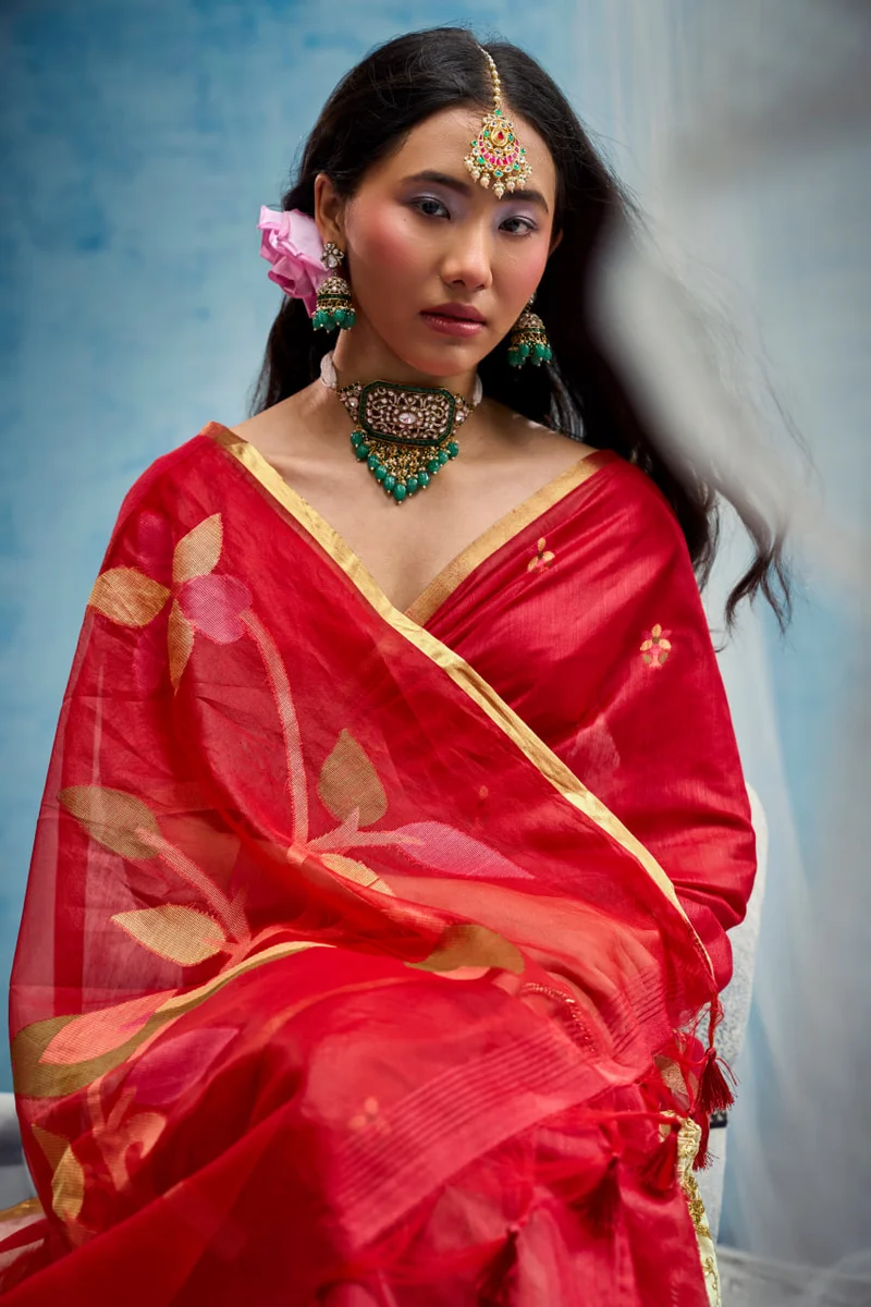 LV248CN151026-2 — Indriya - Series : 001 TO 004 , Saree : Munga Cotton Handloom Weaving , Blouse : Munga Cotton Handloom Weaving , Occasion : Festival wear, Car