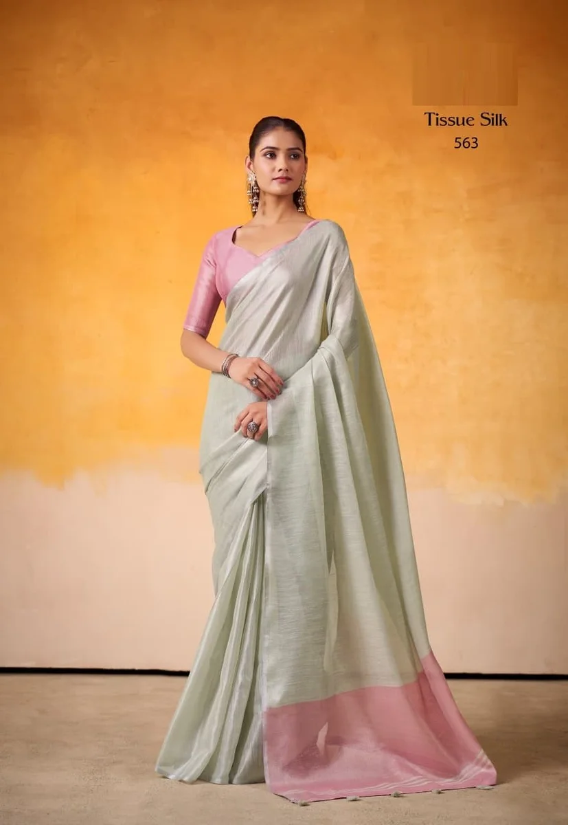 Anvika Light Edition – Tissue Silk Saree with matching blouse piece