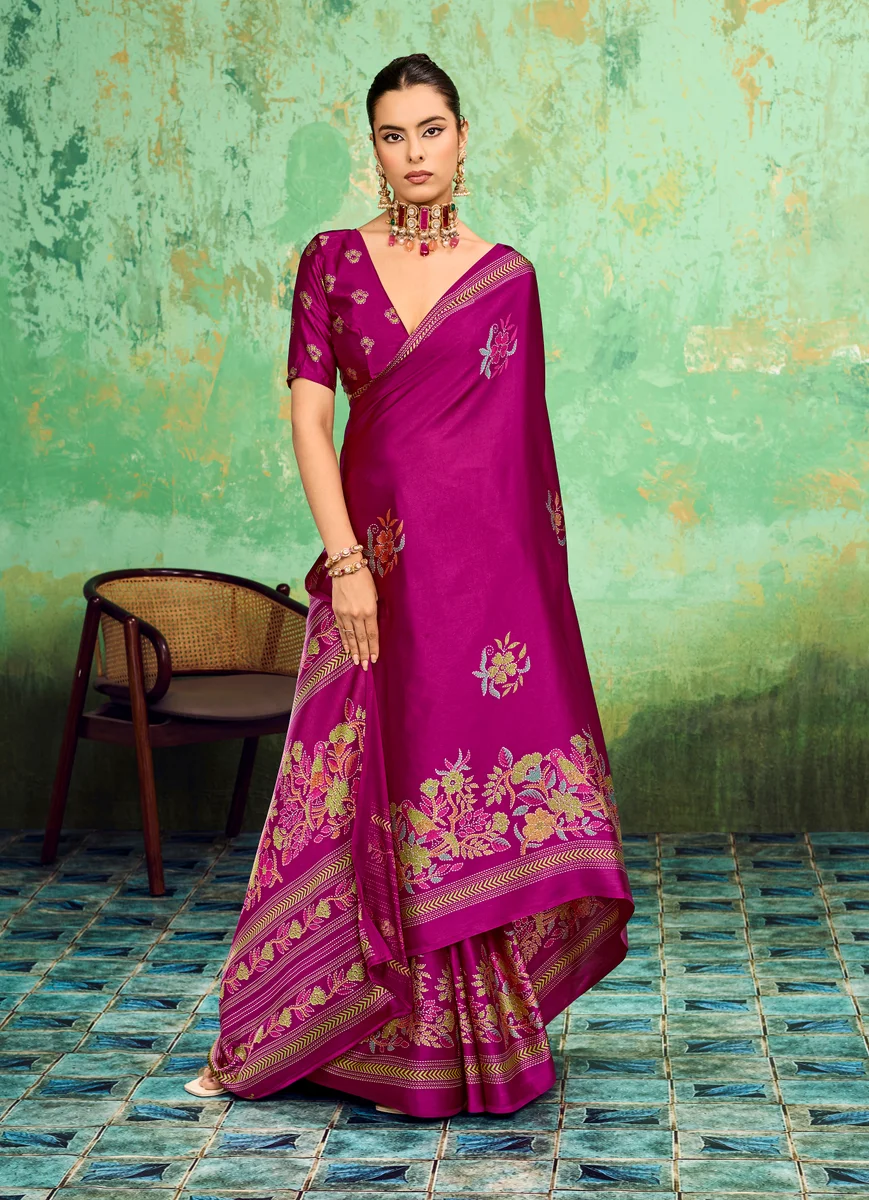 LV248CN211026-3 Modal Satin Katha Print Saree 22
