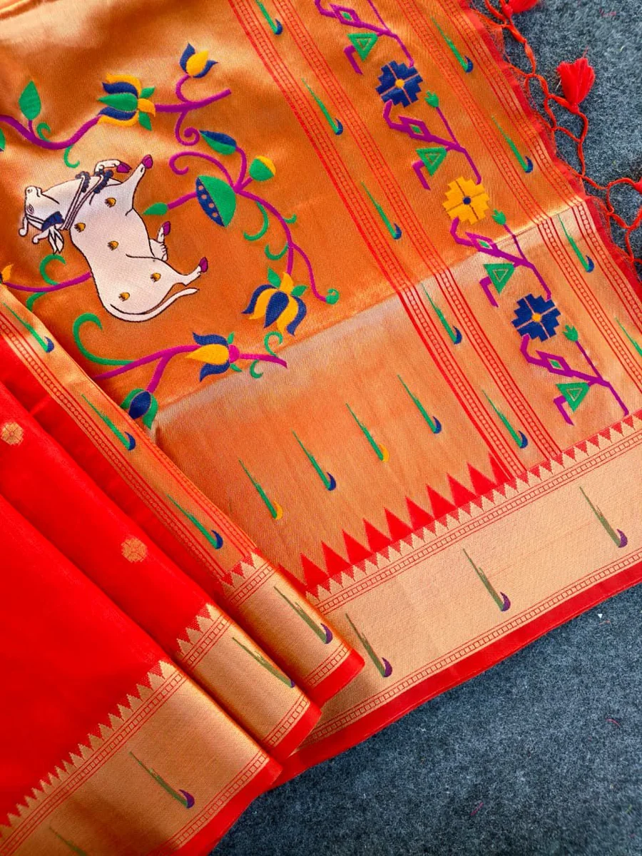 PICHWAI PAITHANI – Soft Paithani Raw Silk Saree by www.Laavsee.com