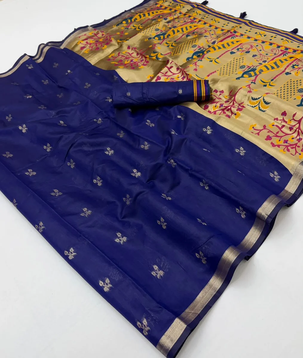 Tapti Cotton – Jamdani cotton weaving with tissue pallu & Zari border + matching blouse piece