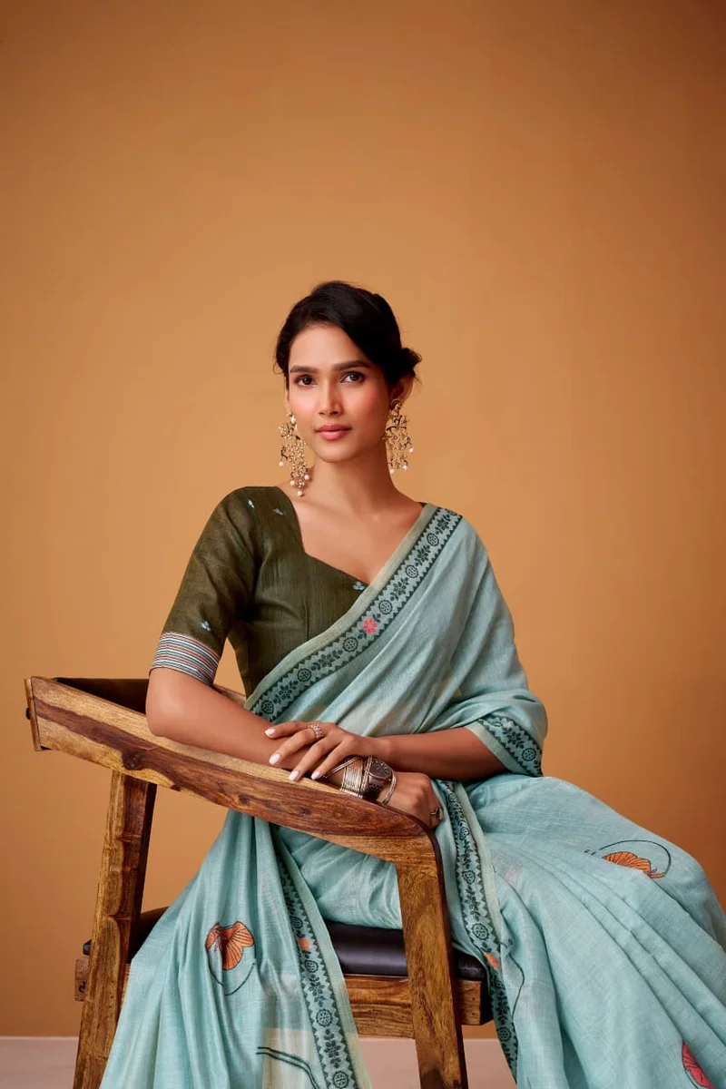 SILVER PEARLS SILK – Jamdani Cotton Saree with matching blouse piece
