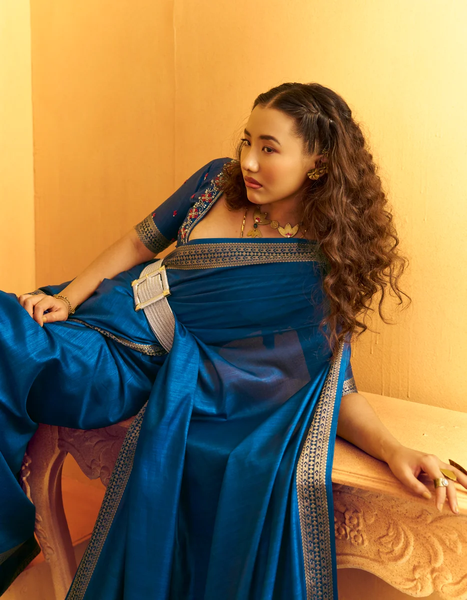 Gurbani Handwork (Series 01–06) – Tussar Silk Handloom Weaving Saree + Handwork blouse | Occasion: Party, Festive