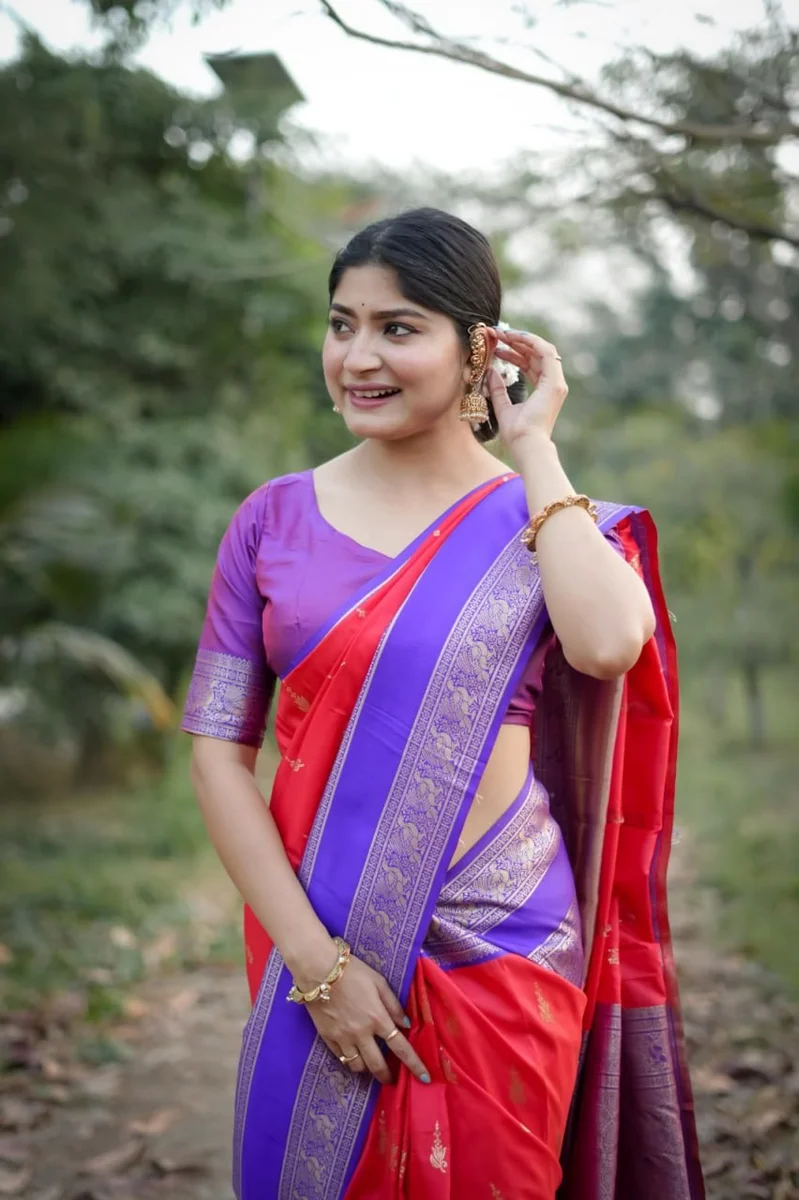 KANCHI BORDER 112 – Premium soft Kanjivaram silk saree with fine Zari weaving pattern by www.Laavsee.com