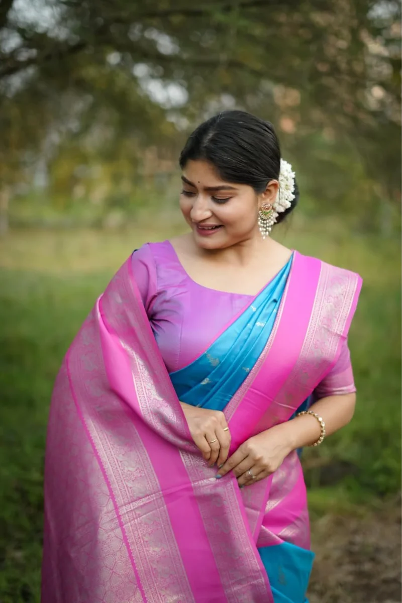 KANCHI BORDER 112 – Premium soft Kanjivaram silk saree with fine Zari weaving pattern by www.Laavsee.com