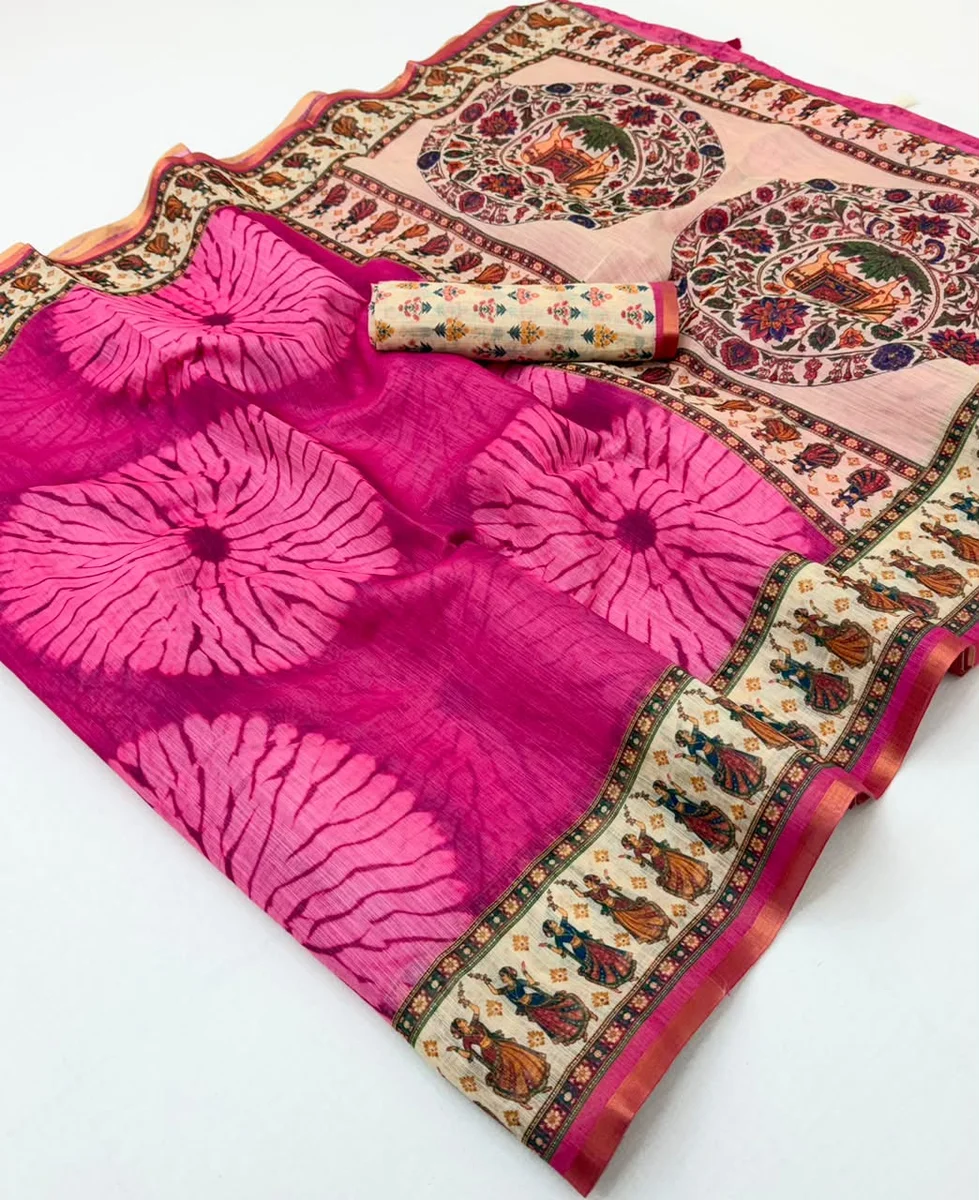 LV207CN191026-2 Lisha – Soft cotton-based Linen saree by www.Laavsee.com