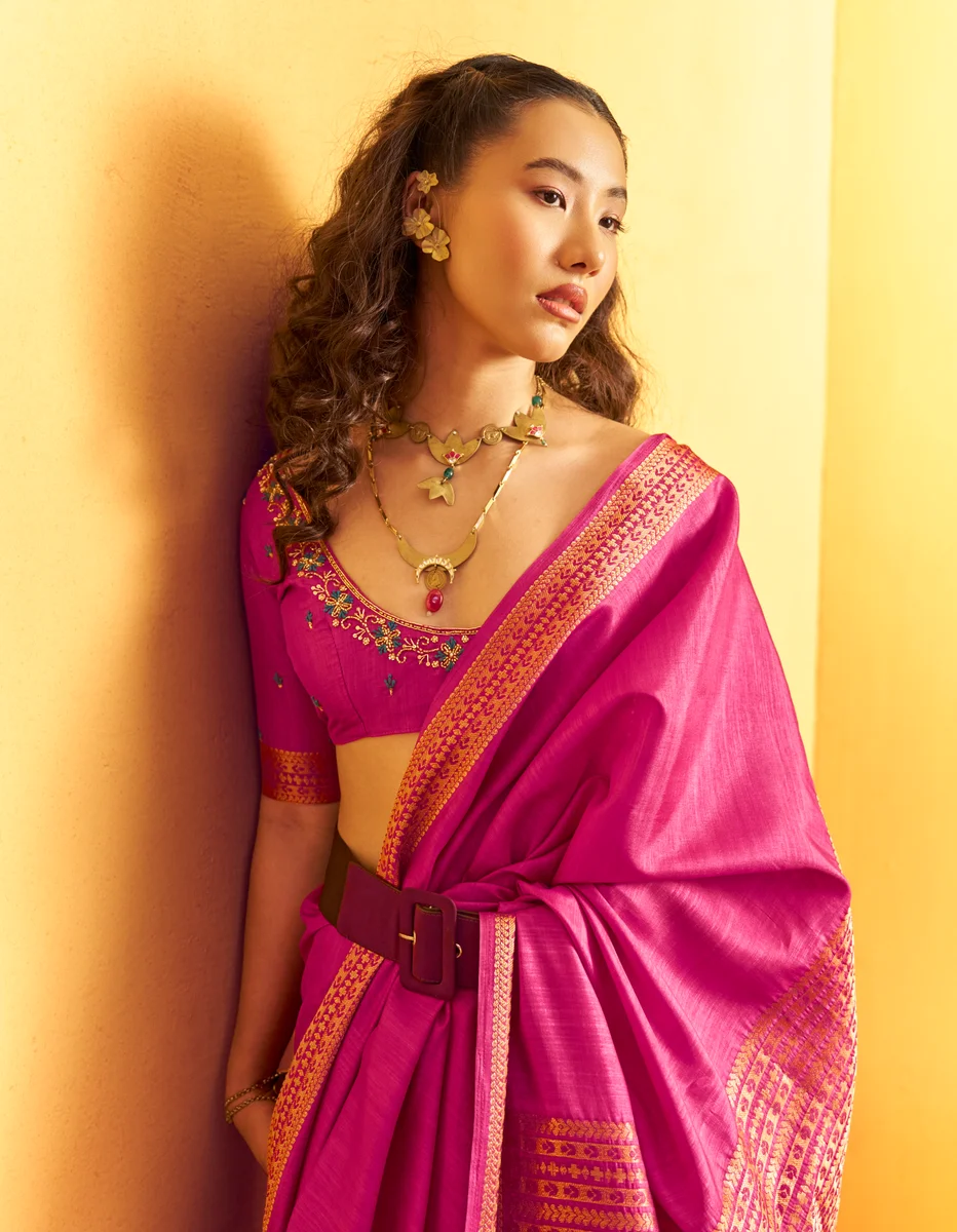 Gurbani Handwork (Series 01–06) – Tussar Silk Handloom Weaving Saree + Handwork blouse | Occasion: Party, Festive