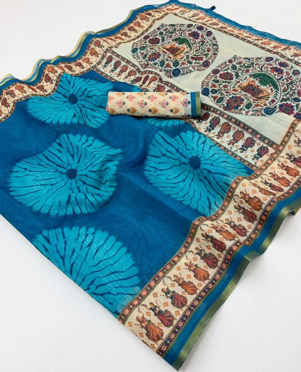 LV207CN191026-2 Lisha – Soft cotton-based Linen saree by www.Laavsee.com
