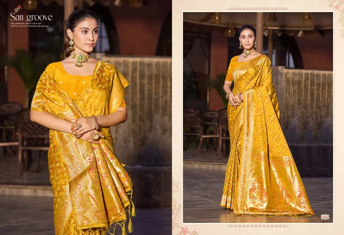 Bandhani Silk (Series 1001–1004) – Silk Saree with Bandhani Zari Weaving Work