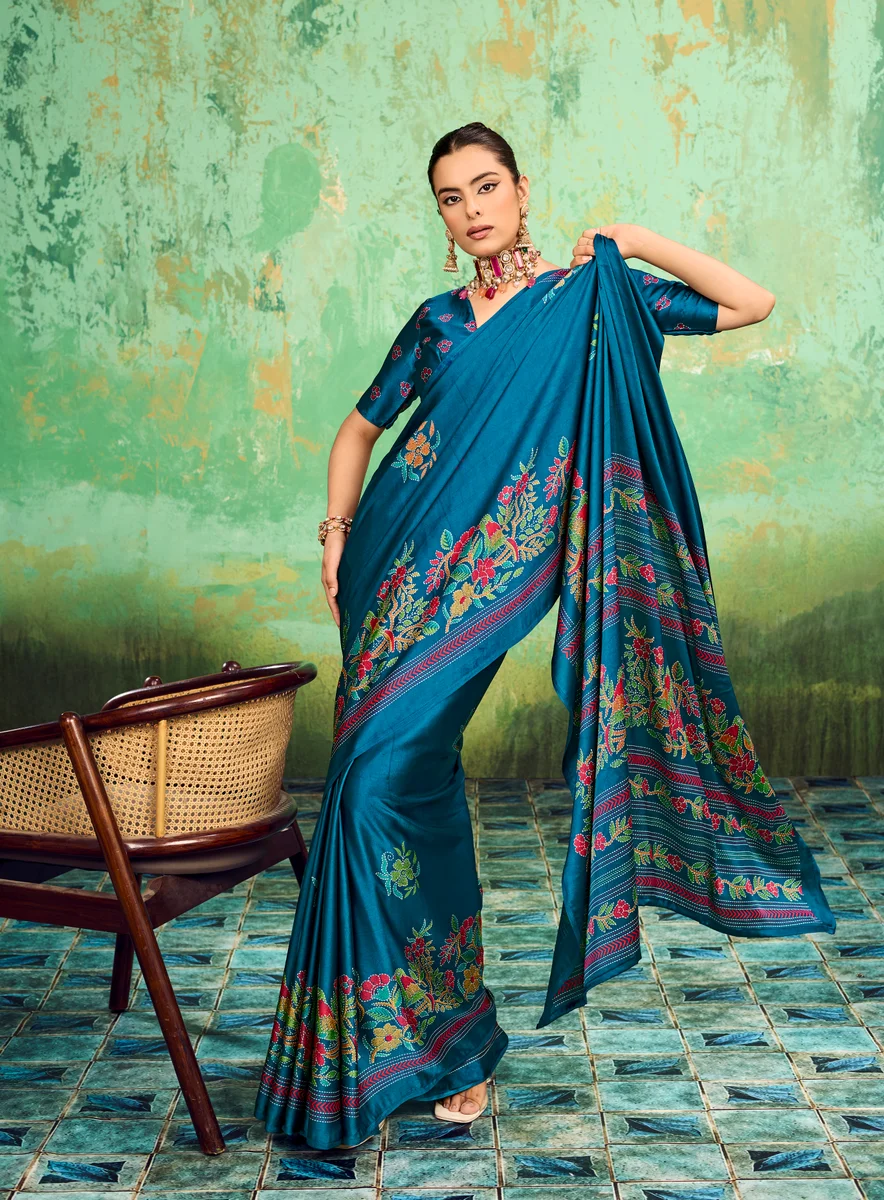 LV248CN211026-3 Modal Satin Katha Print Saree 20