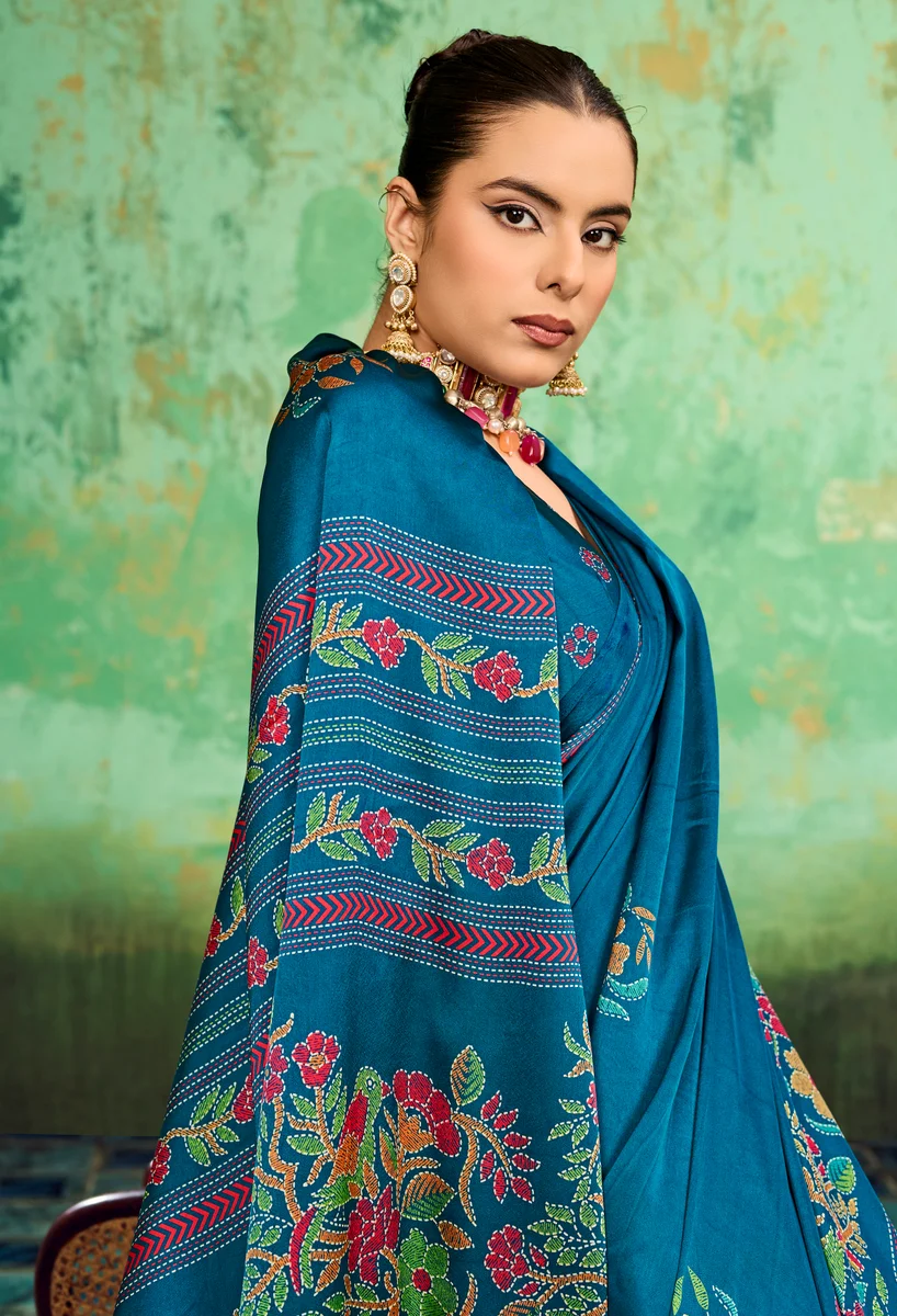 LV248CN211026-3 Modal Satin Katha Print Saree 21
