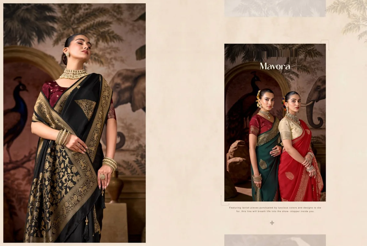 Viscose Fabric Saree with heavy traditional Zari weaving + matching Viscose blouse | Occasion: Party, Festival by www.Laavsee.com