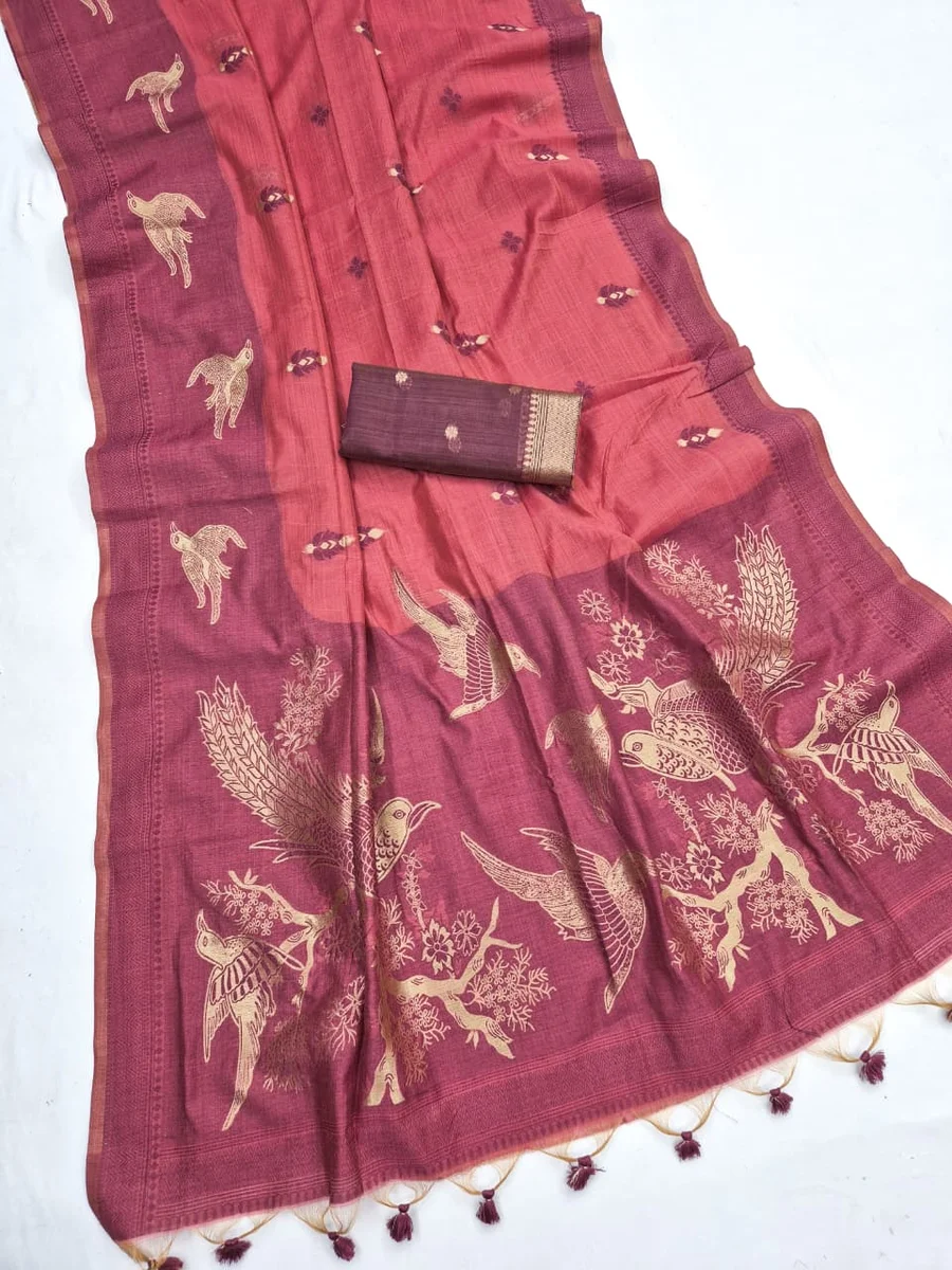 LV202CN171026-4 MUGA COTTON SPARROW โ Premium soft Muga cotton saree
