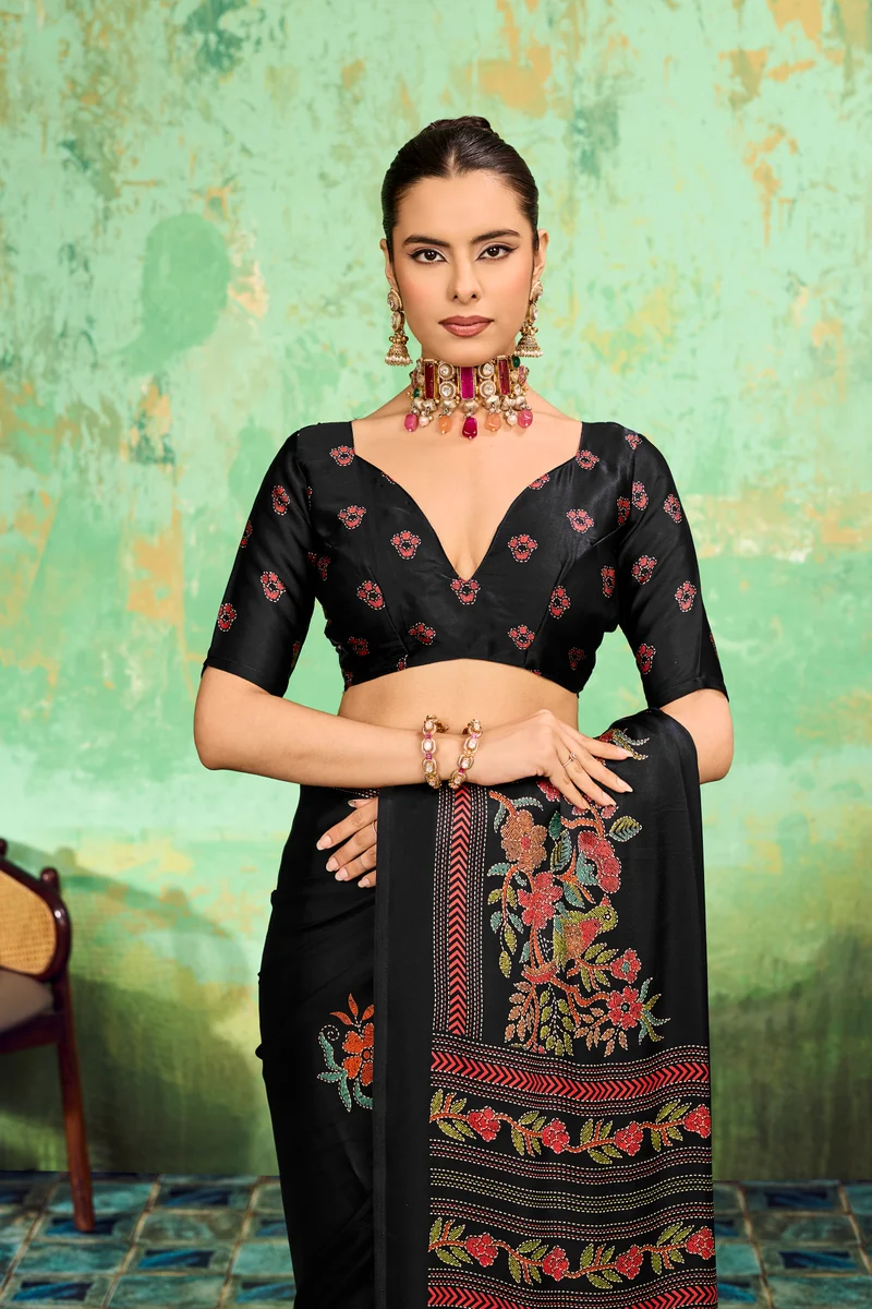 LV248CN211026-3 Modal Satin Katha Print Saree 10
