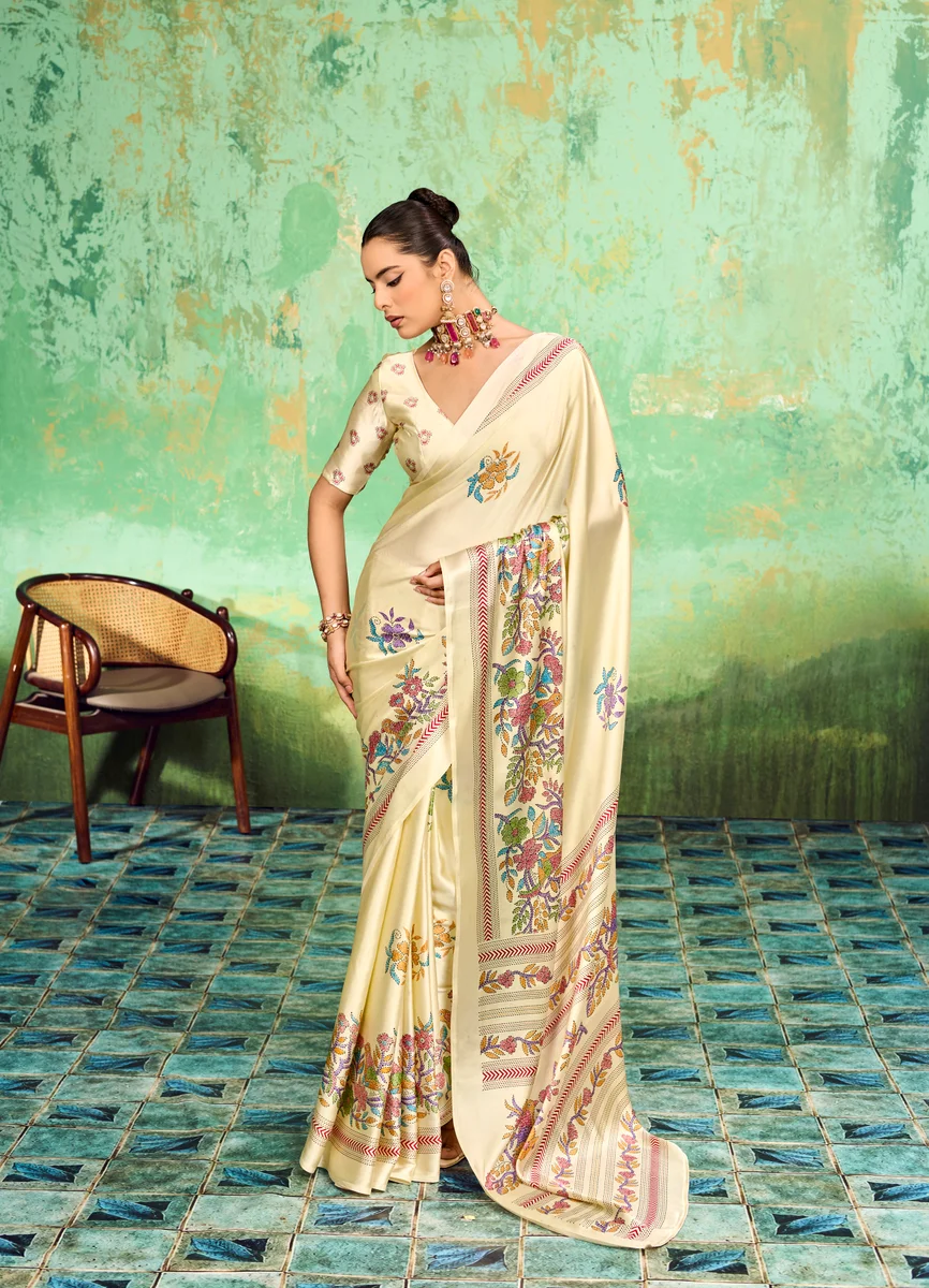LV248CN211026-3 Modal Satin Katha Print Saree 3