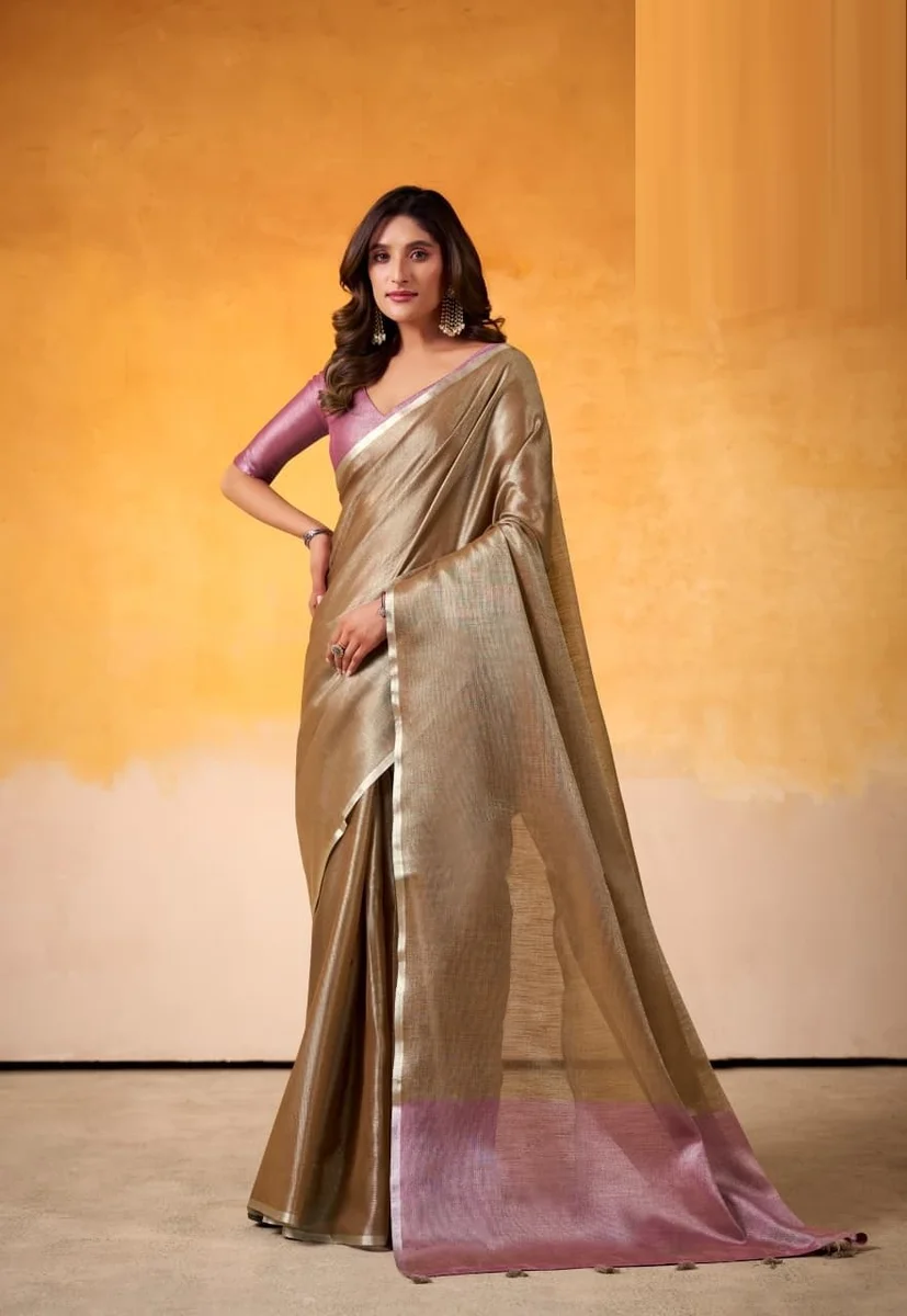 Anvika Light Edition – Tissue Silk Saree with matching blouse piece