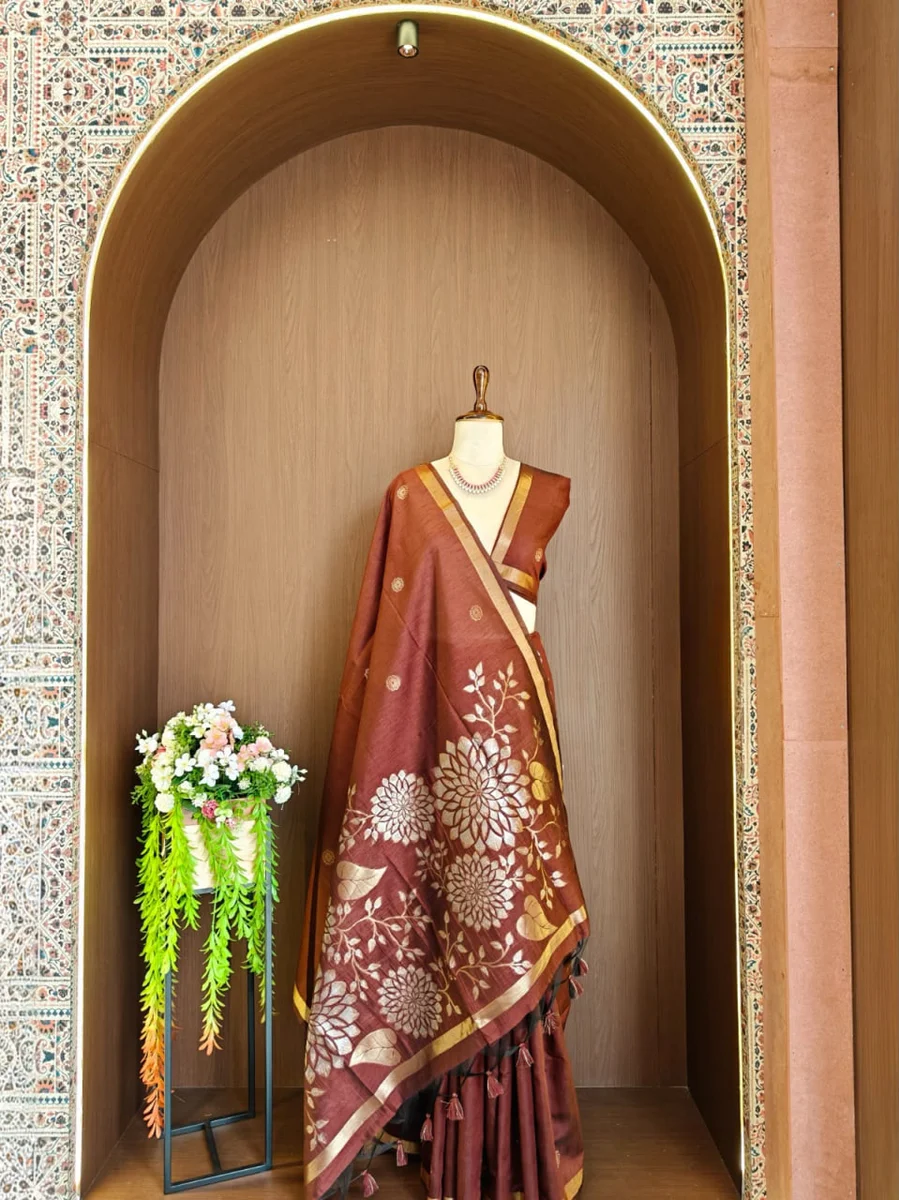LV202CN29926-2  Premium Soft Khadi Raw Silk saree 5