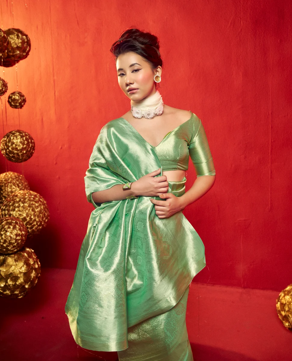 LV248CN211026-2 Kanjeepuram Tissue Weaving Silk Saree 8
