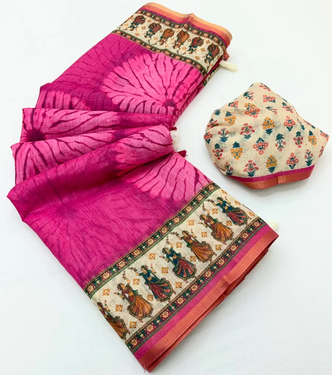 LV207CN191026-2 Lisha – Soft cotton-based Linen saree by www.Laavsee.com