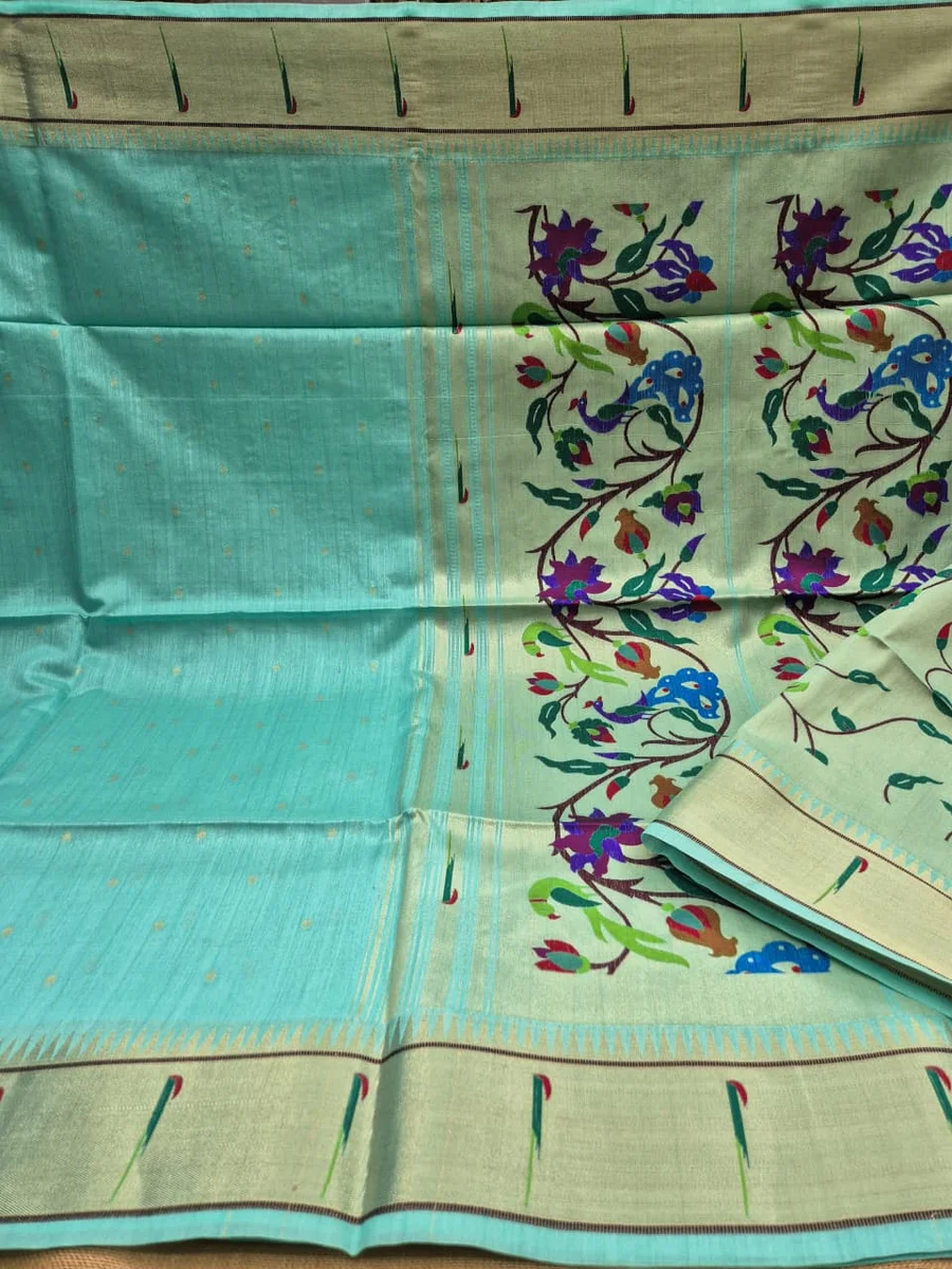 LV202CN151026-3 Bagban Paithani 2 – Soft Khadi Raw Silk Saree 16