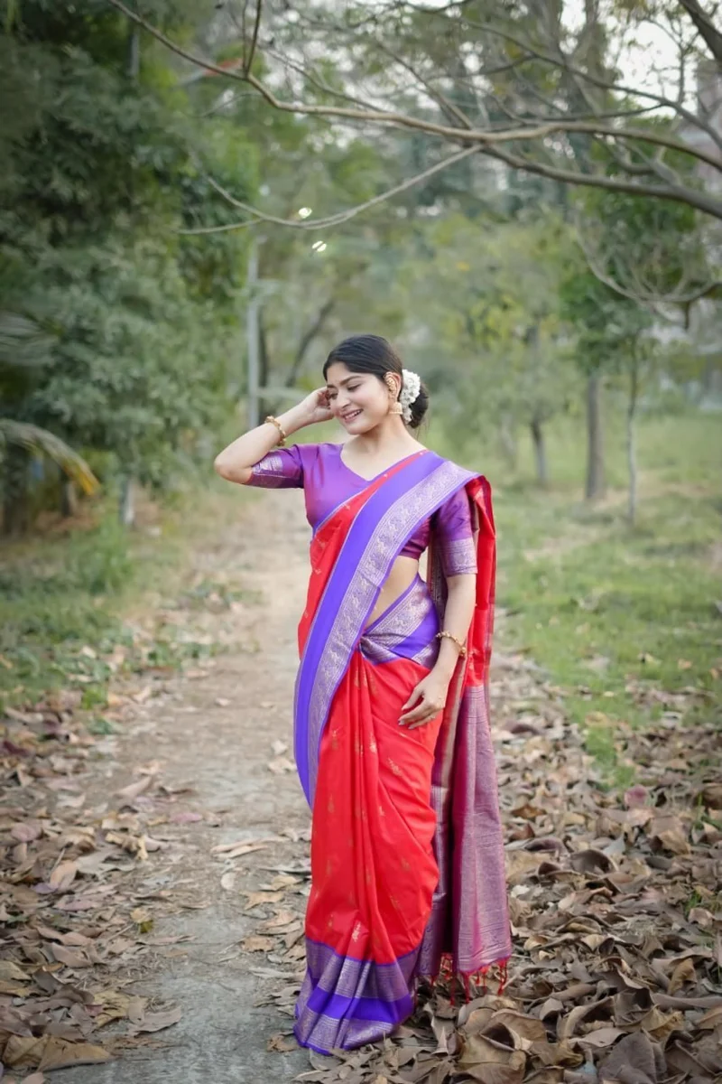 KANCHI BORDER 112 – Premium soft Kanjivaram silk saree with fine Zari weaving pattern by www.Laavsee.com