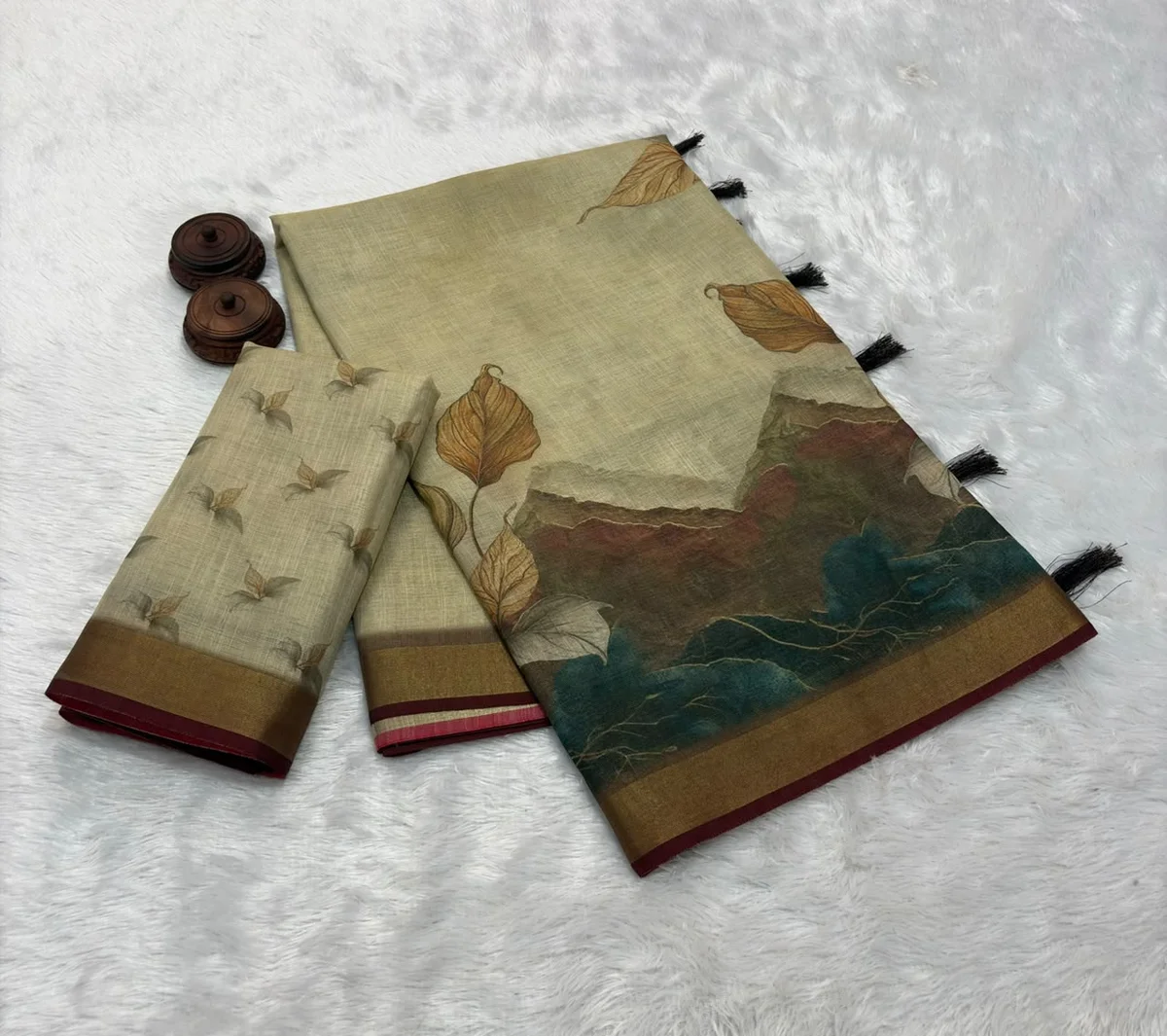 UNNATI – Bengal Linen Tissue Saree with Zari woven border by www.Laavsee.com