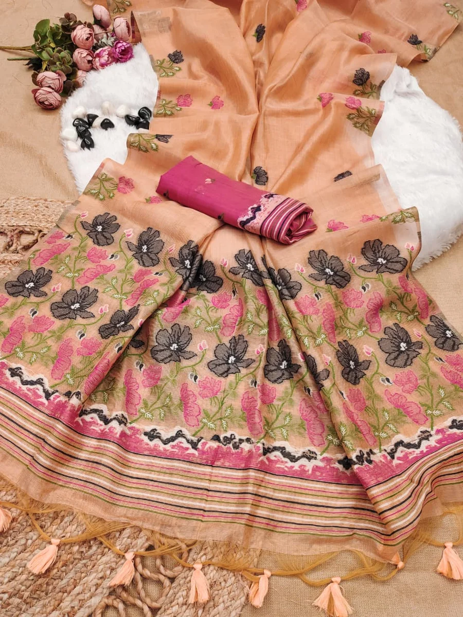 LV202CN201026-2 Beautiful Tissue Silk Saree 7