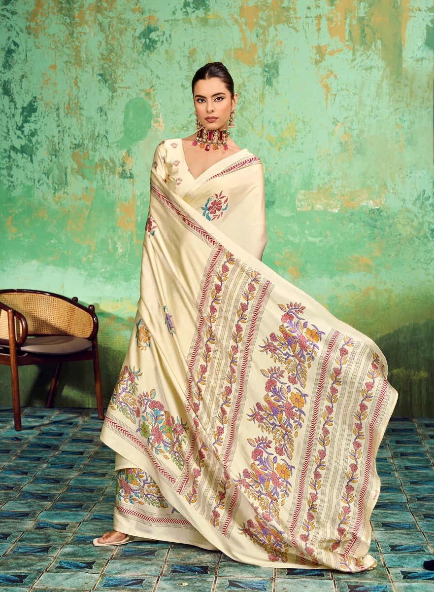 LV248CN211026-3 Modal Satin Katha Print Saree 13