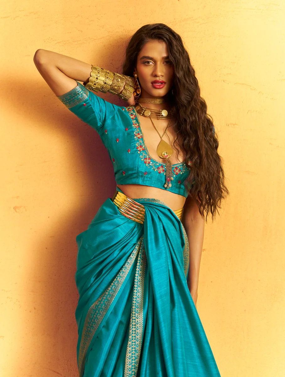 Gurbani Handwork (Series 01–06) – Tussar Silk Handloom Weaving Saree + Handwork blouse | Occasion: Party, Festive