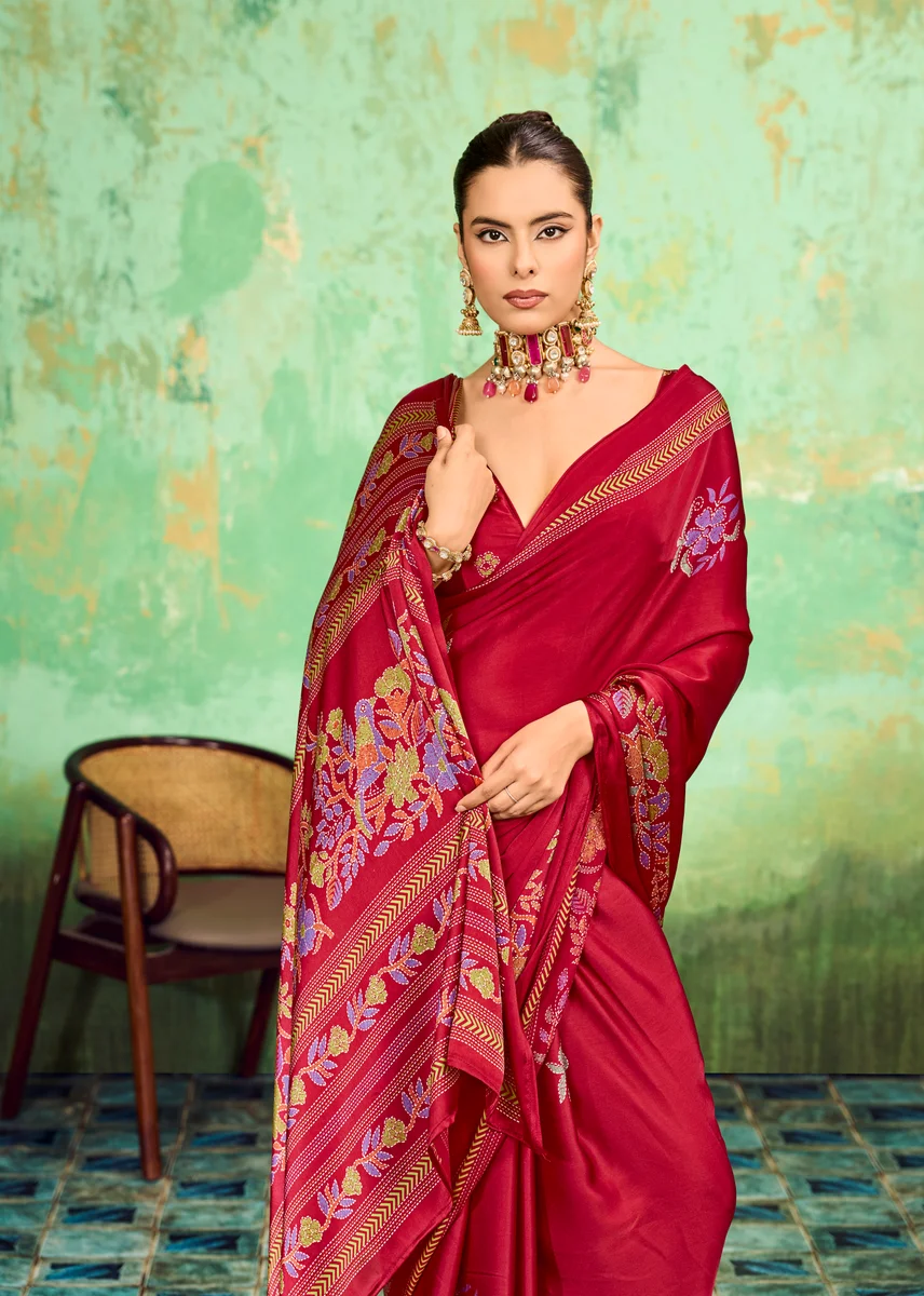 LV248CN211026-3 Modal Satin Katha Print Saree 7