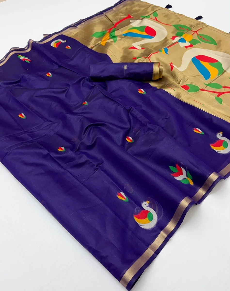 Tapti Cotton – Jamdani cotton weaving Saree with tissue pallu & Zari border by www.Laavsee.com