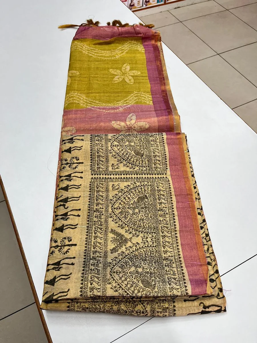 TISSUE TUSSAR 2 – Premium soft Tissue Tussar silk Warli saree by www.Laavsee.com
