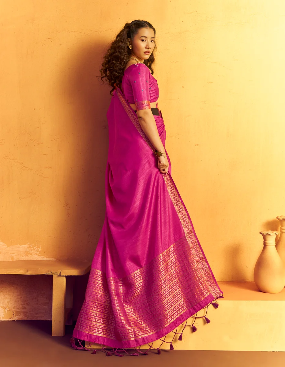 Gurbani Handwork (Series 01–06) – Tussar Silk Handloom Weaving Saree + Handwork blouse | Occasion: Party, Festive