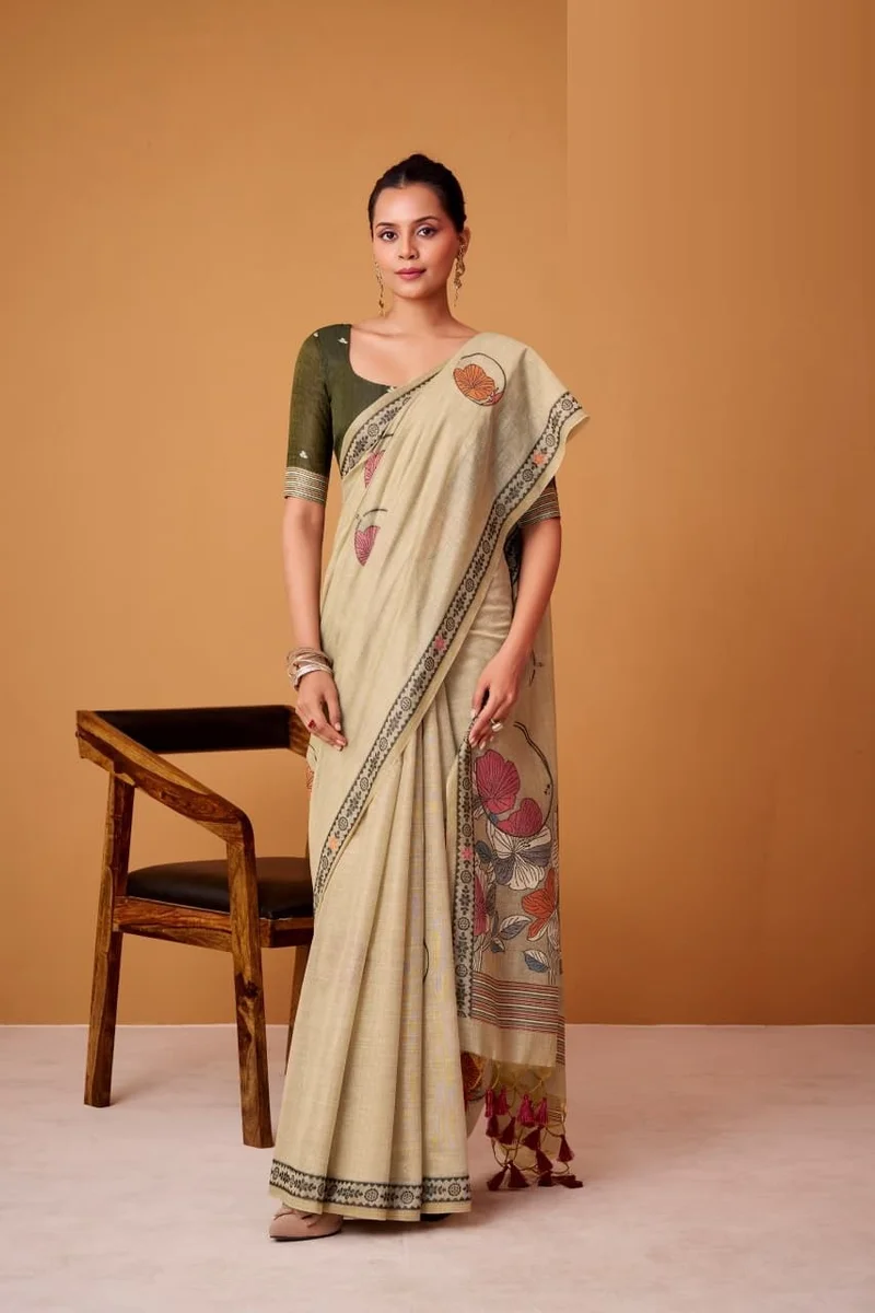 SILVER PEARLS SILK – Jamdani Cotton Saree with matching blouse piece