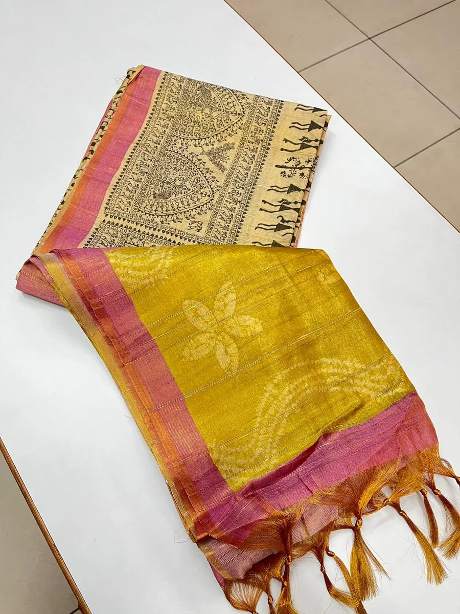 TISSUE TUSSAR 2 – Premium soft Tissue Tussar silk Warli saree by www.Laavsee.com