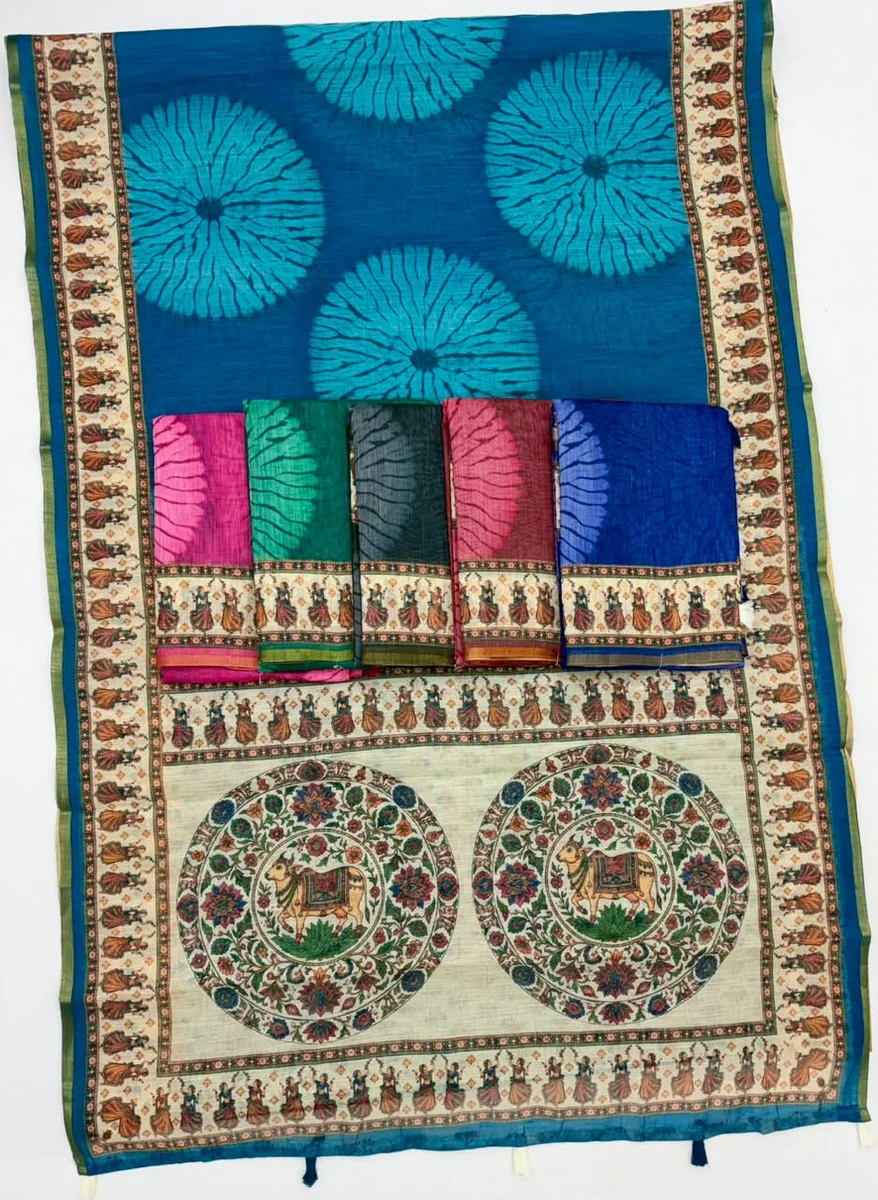 LV207CN191026-2 Lisha – Soft cotton-based Linen saree by www.Laavsee.com