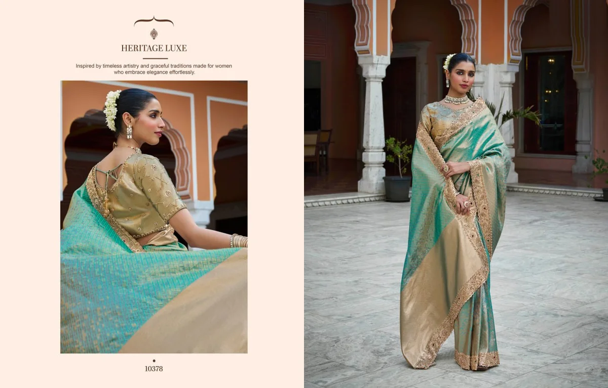Kanjivaram Soft Silk Saree with Beads Work + matching blouse by www.Laavsee.com