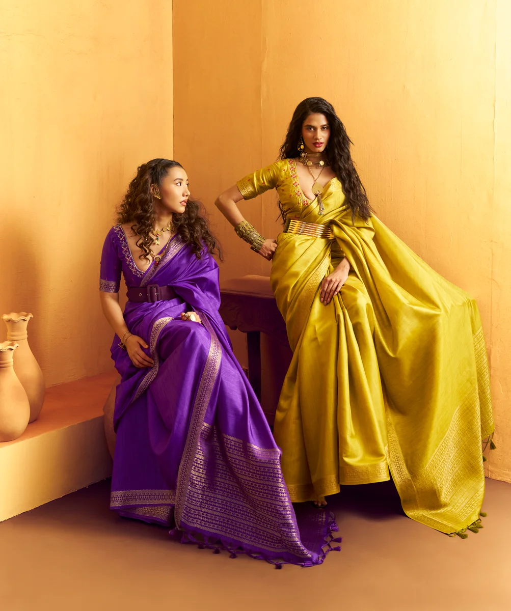 Gurbani Handwork (Series 01–06) – Tussar Silk Handloom Weaving Saree + Handwork blouse | Occasion: Party, Festive