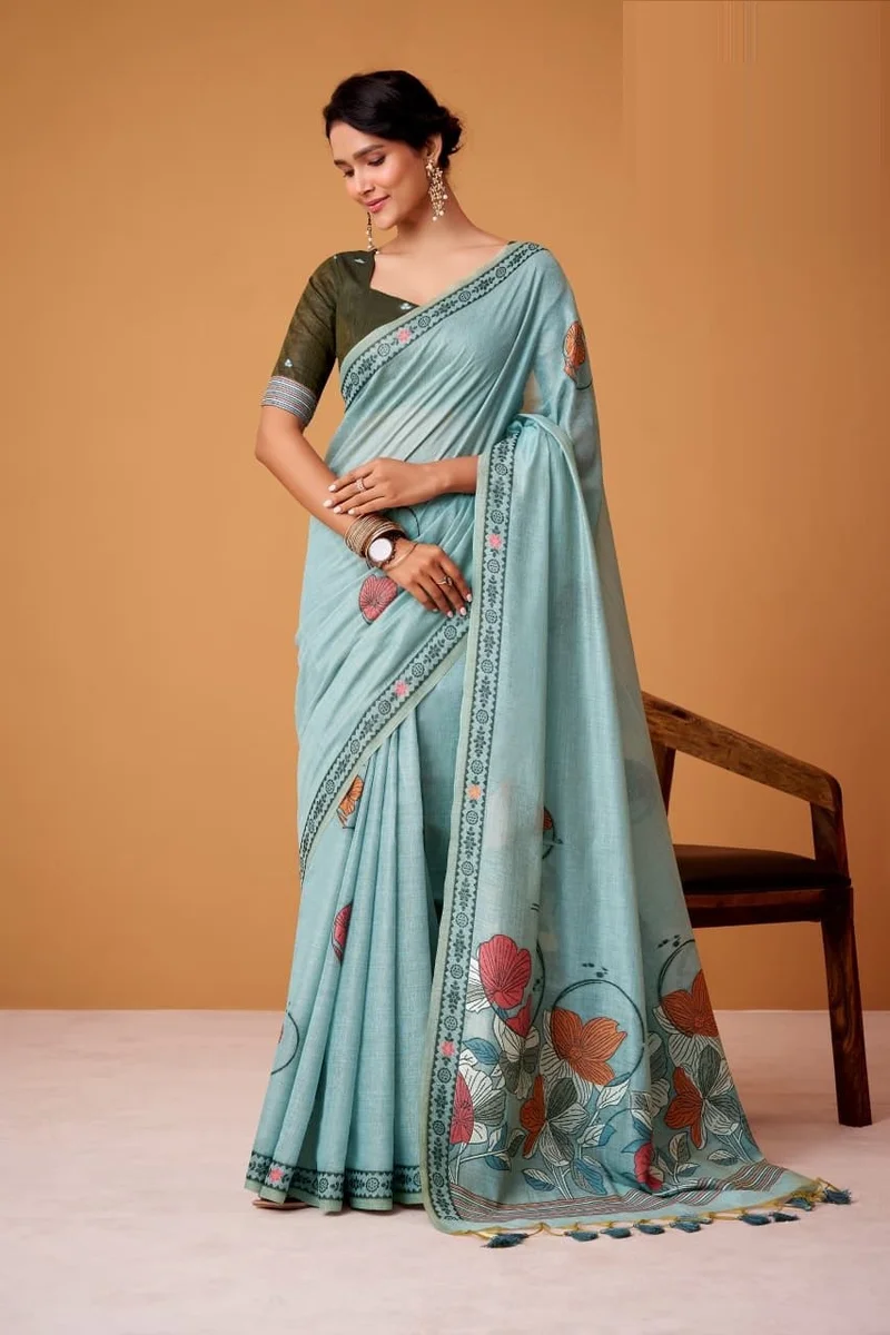 SILVER PEARLS SILK – Jamdani Cotton Saree with matching blouse piece