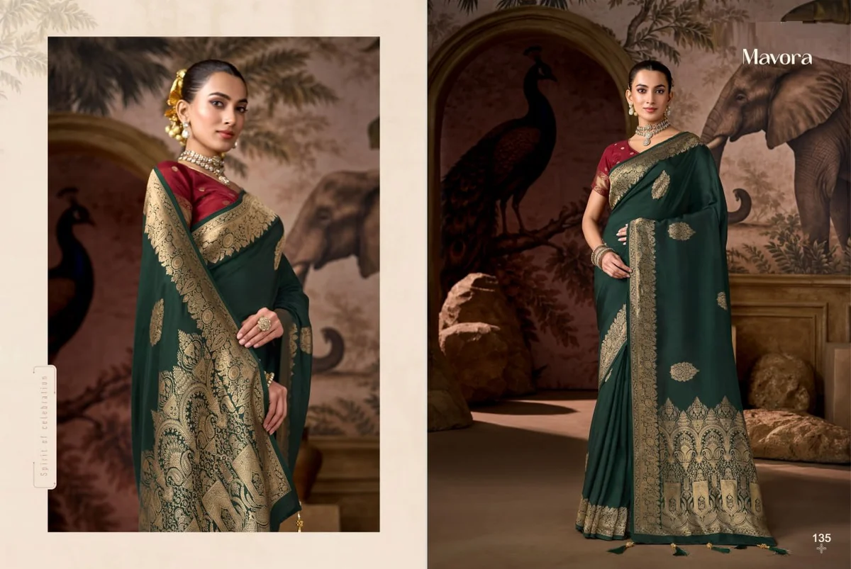 Viscose Fabric Saree with heavy traditional Zari weaving + matching Viscose blouse | Occasion: Party, Festival by www.Laavsee.com