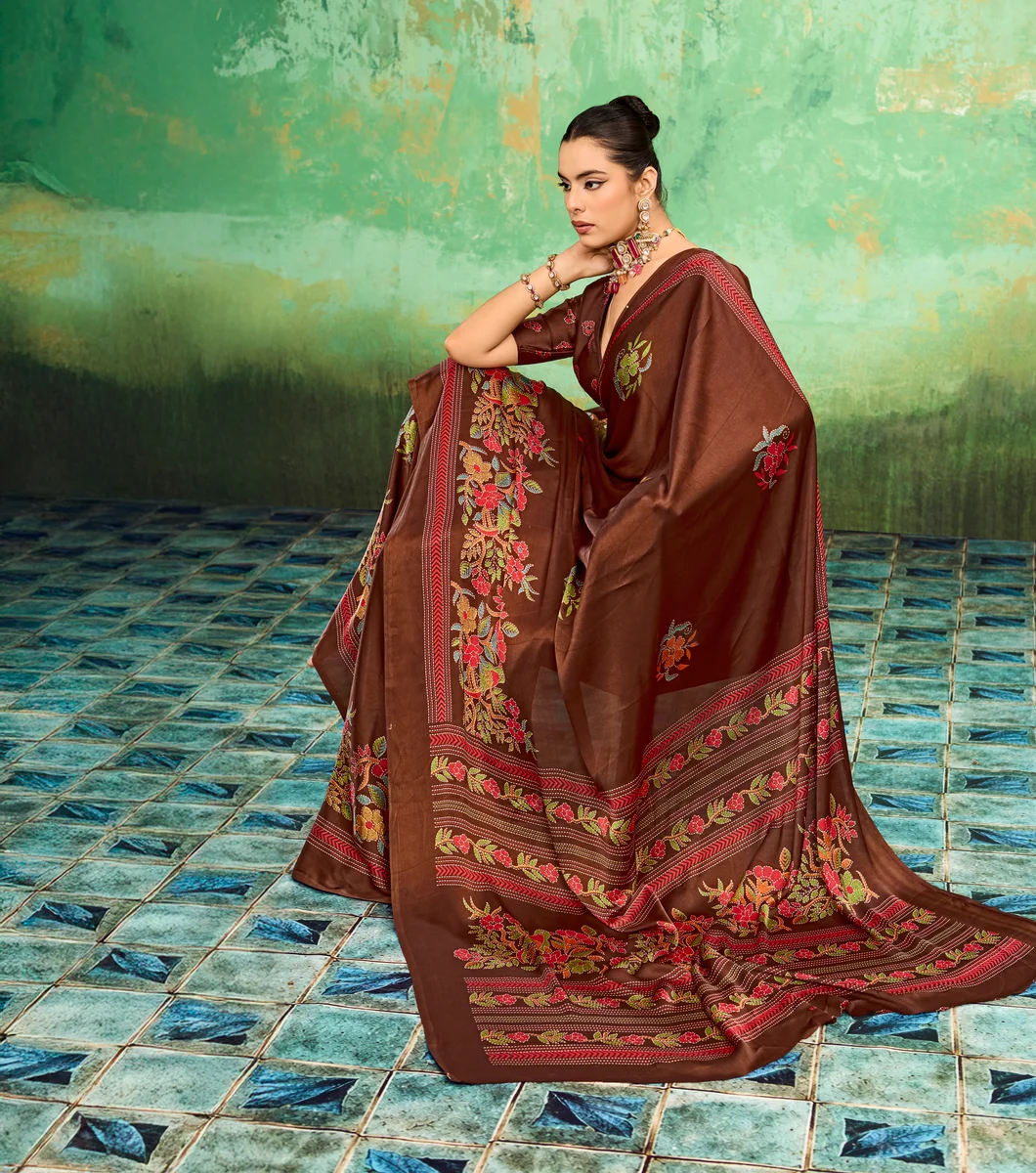 LV248CN211026-3 Modal Satin Katha Print Saree 16