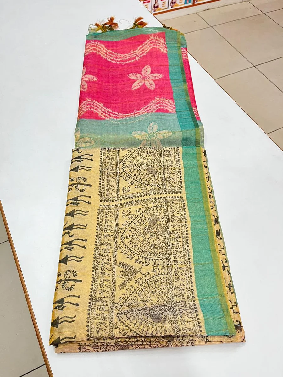 TISSUE TUSSAR 2 – Premium soft Tissue Tussar silk Warli saree by www.Laavsee.com