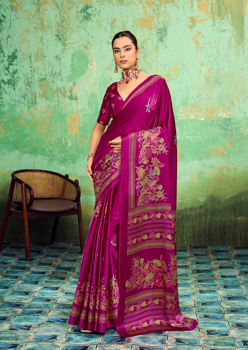 LV248CN211026-3 Modal Satin Katha Print Saree 6