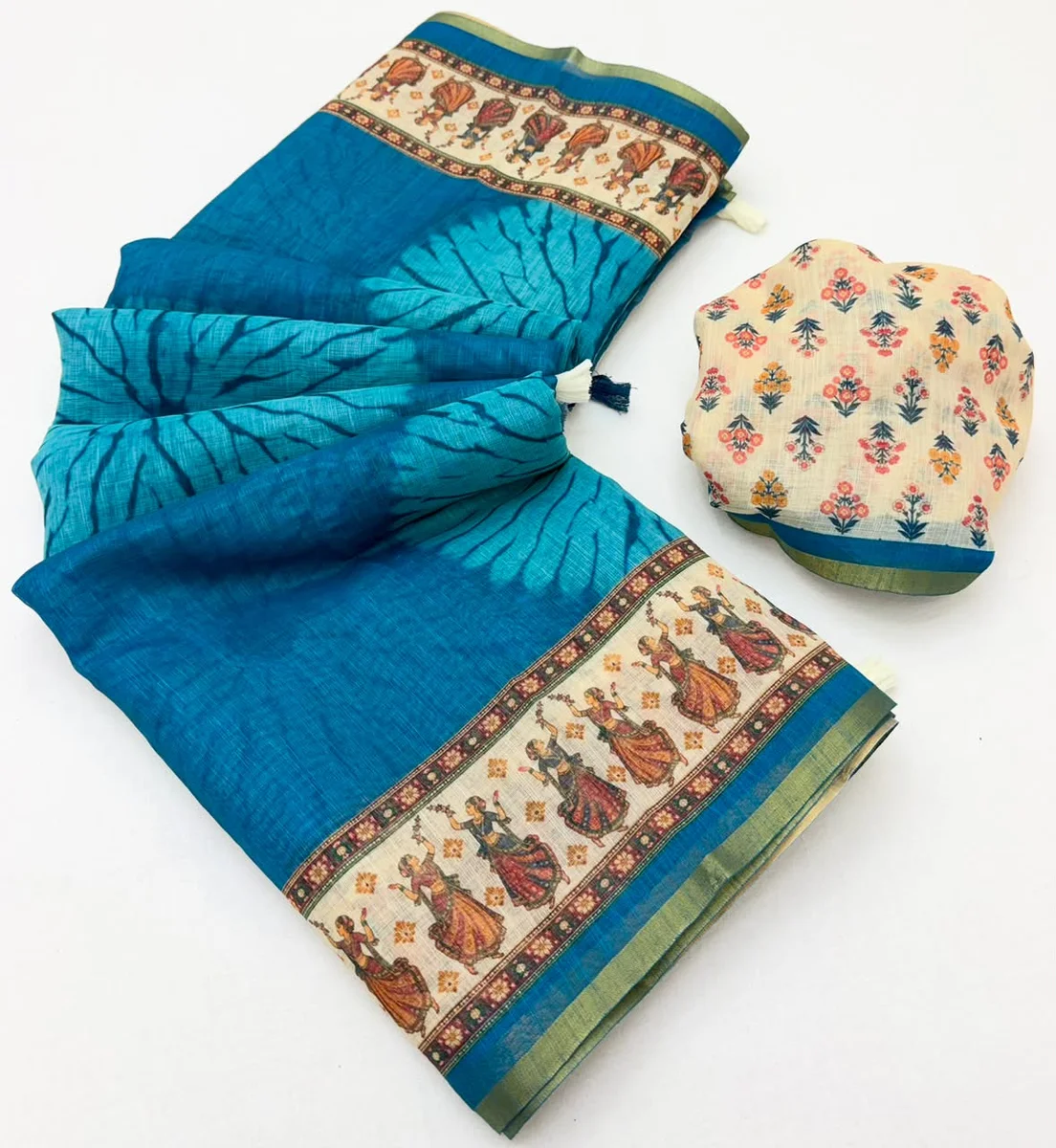 LV207CN191026-2 Lisha – Soft cotton-based Linen saree by www.Laavsee.com